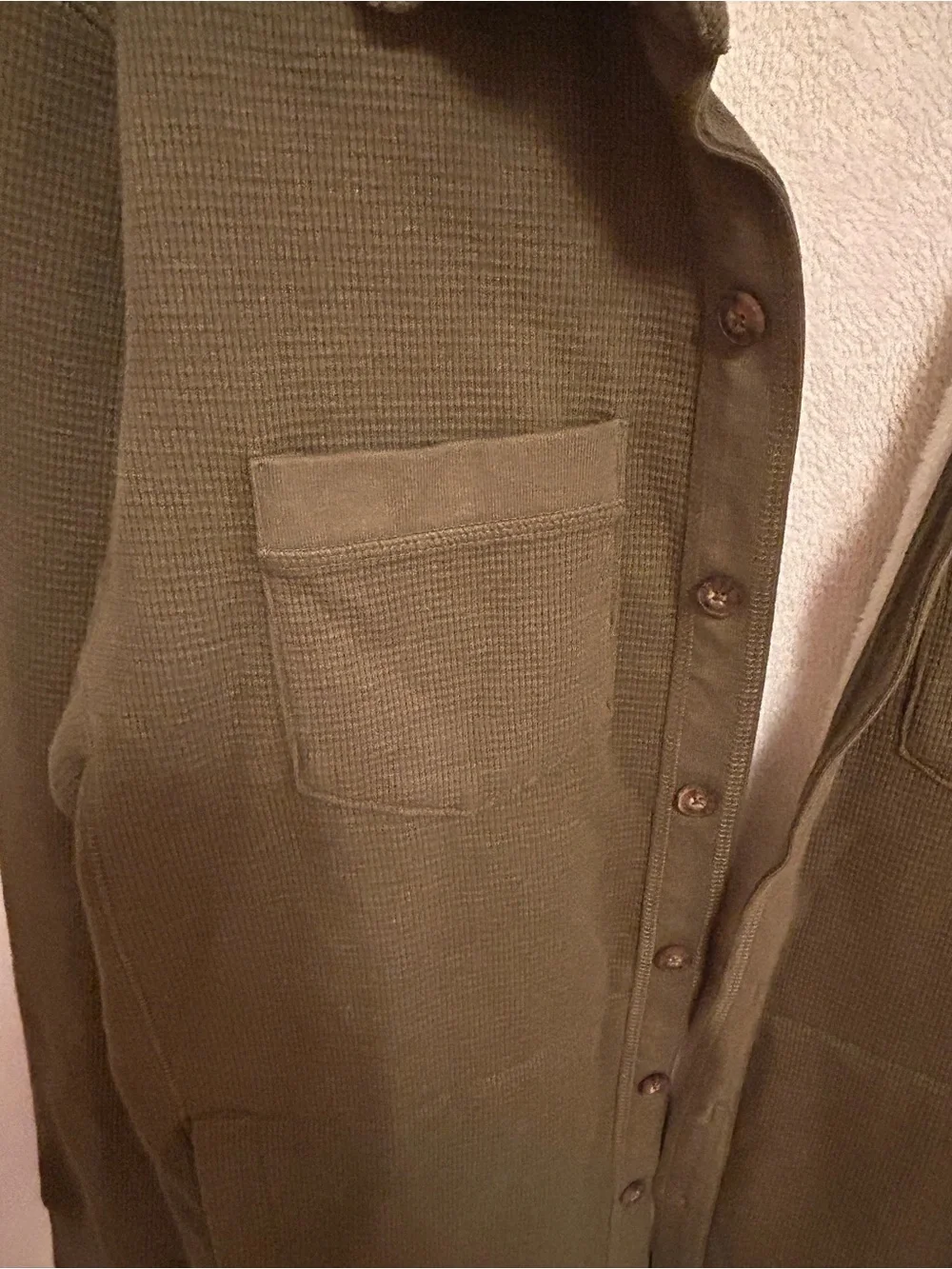 Duluth Trading Co Olive Waffle-Knit Sherpa-Lined Shirt Jacket
